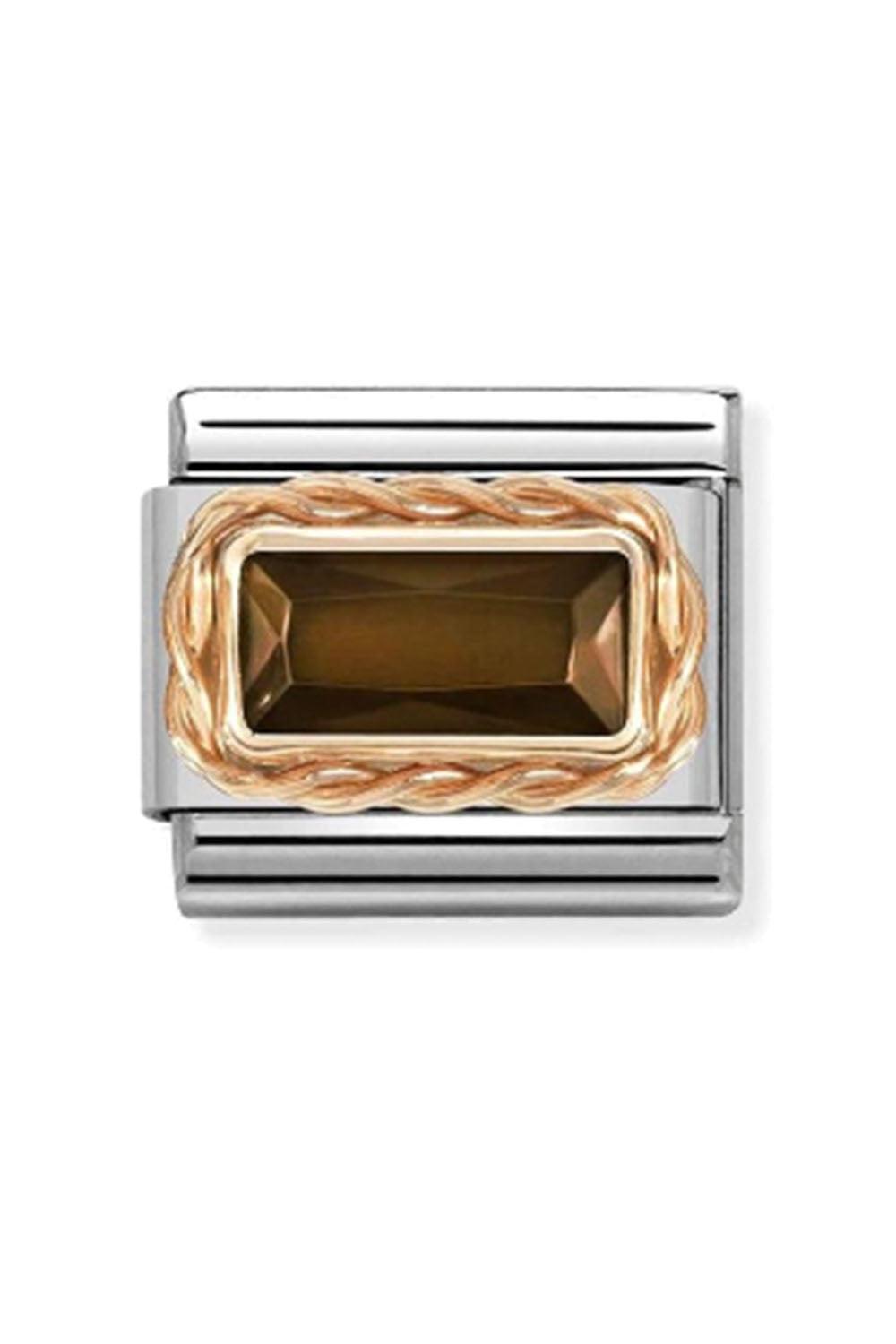 FACETED BAGUETTE RICH SETTING 9k rose gold and CZ Smokey