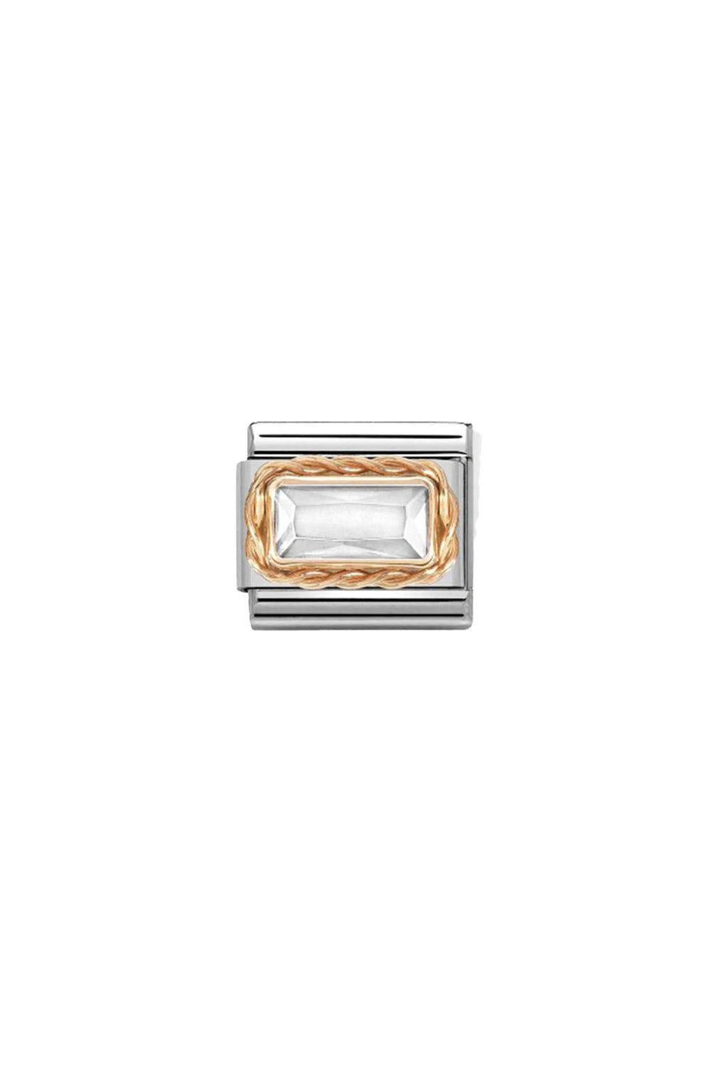 FACETED BAGUETTE RICH SETTING 9k rose gold and CZ White