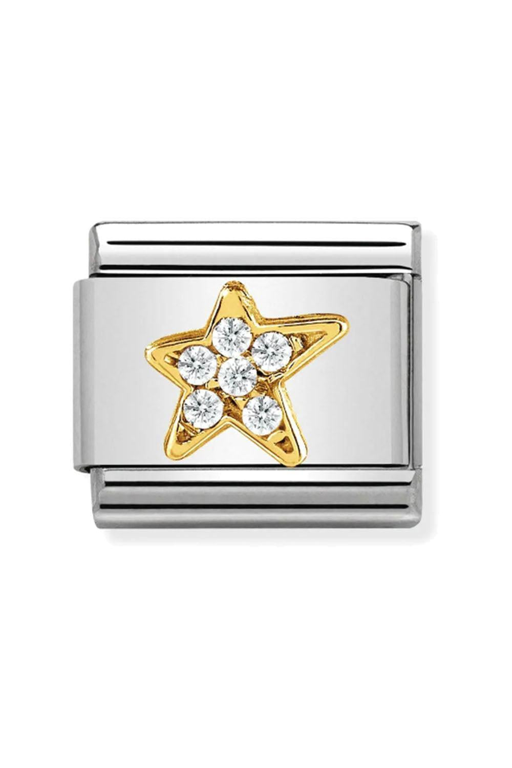 FUN 18k gold and CZ Asymmetric star