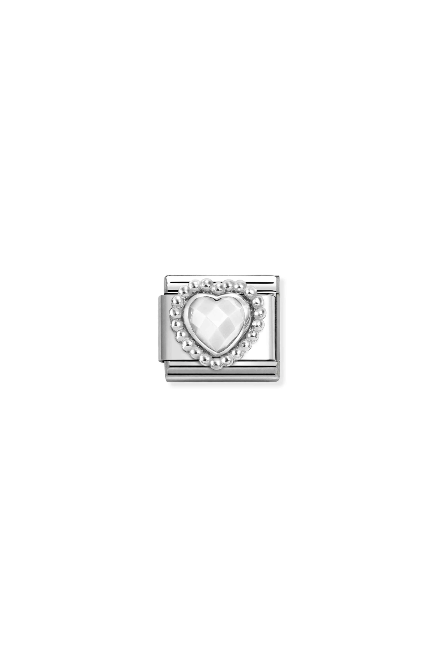 Faceted 925 Sterling silver Heart with Dots rich setting White Opal