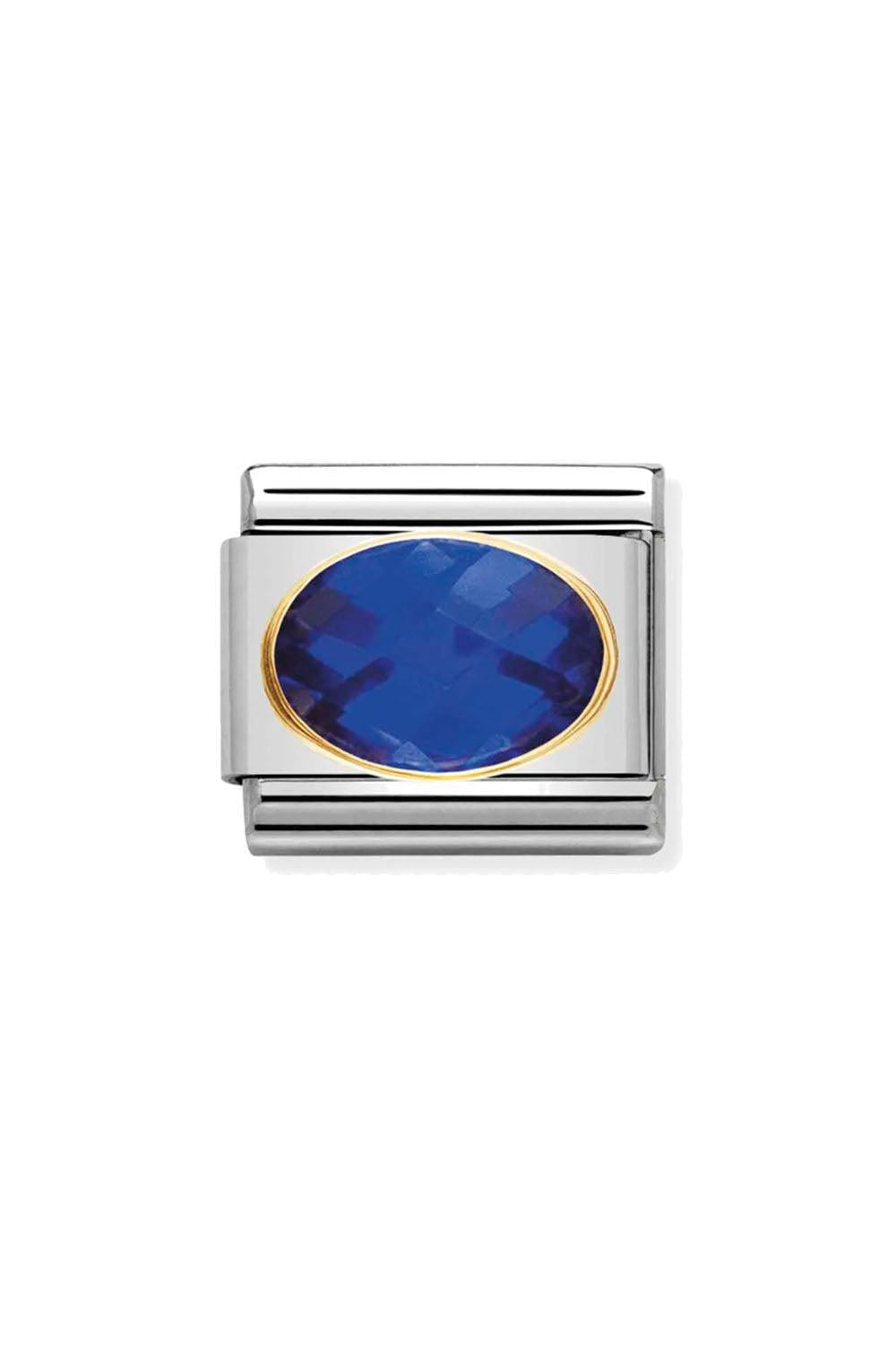 Faceted CZ 18k Gold & CZ Blue