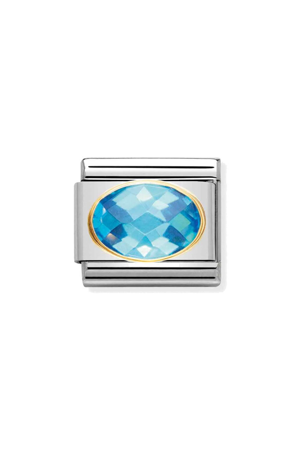 Faceted CZ 18k Gold & CZ Light Blue