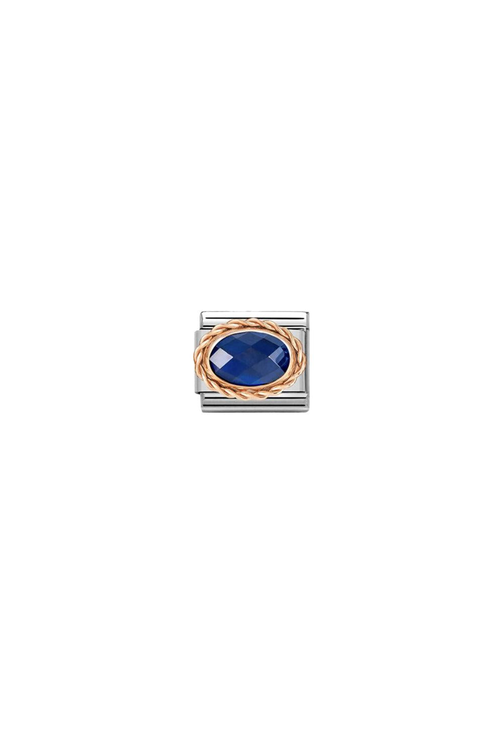Faceted Rich Setting 9k Rose Gold and CZ Blue