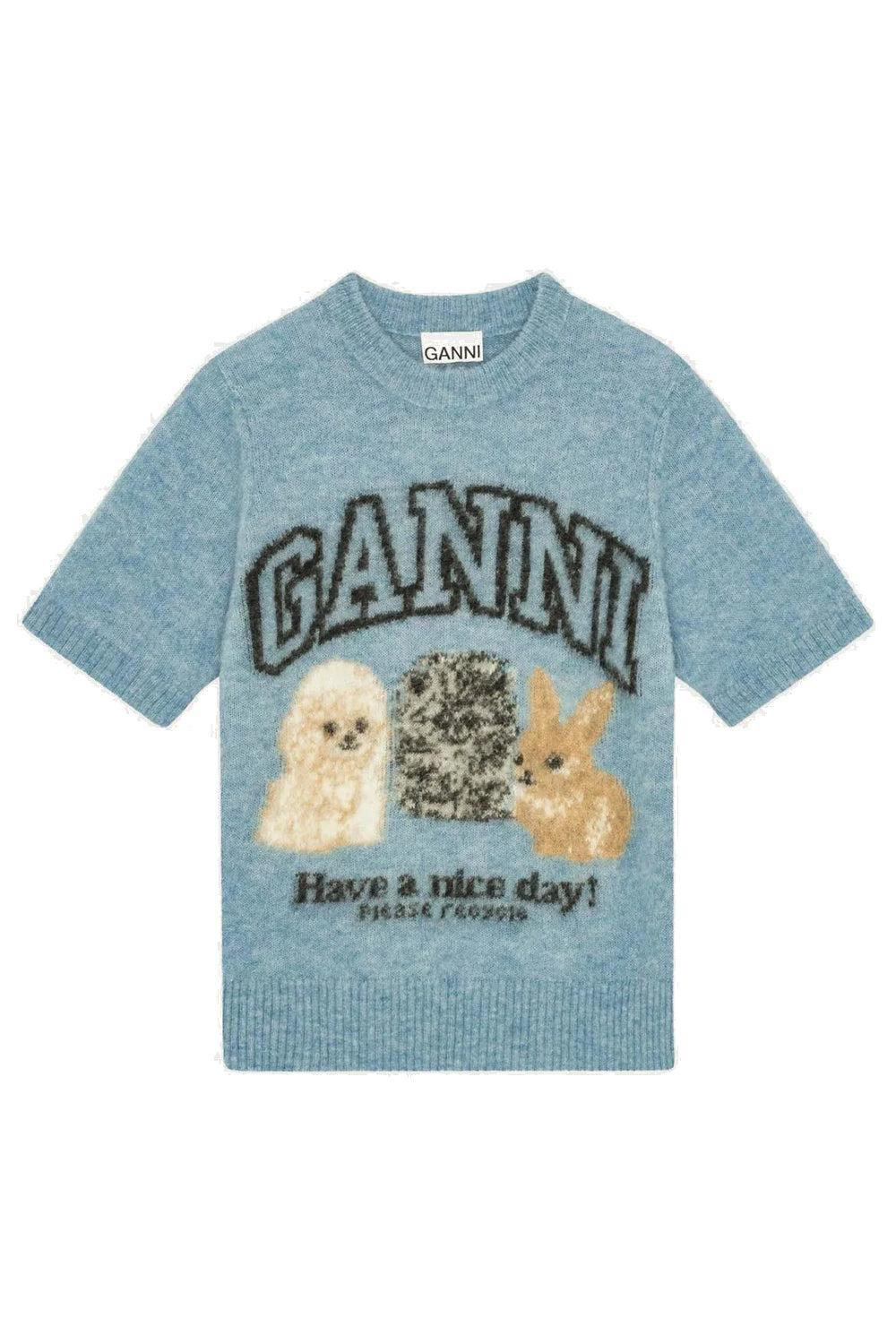 Fine Brushed Alpaca Puppies T-shirt Soft Chambray