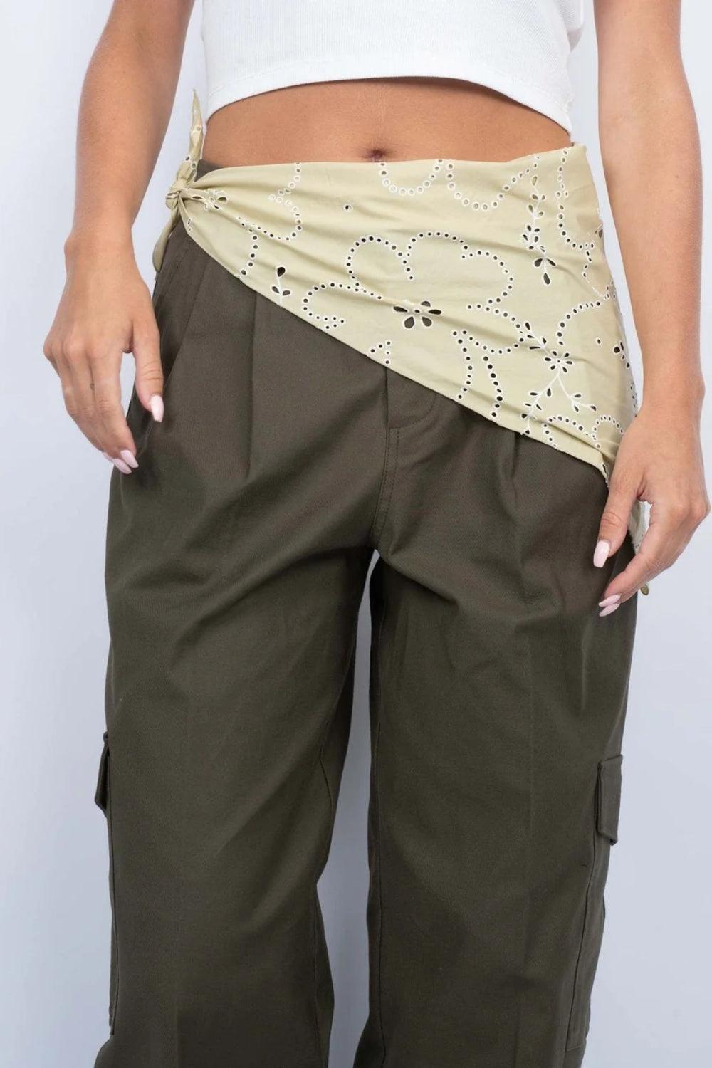 Floral Broderie Bandana Pistachio