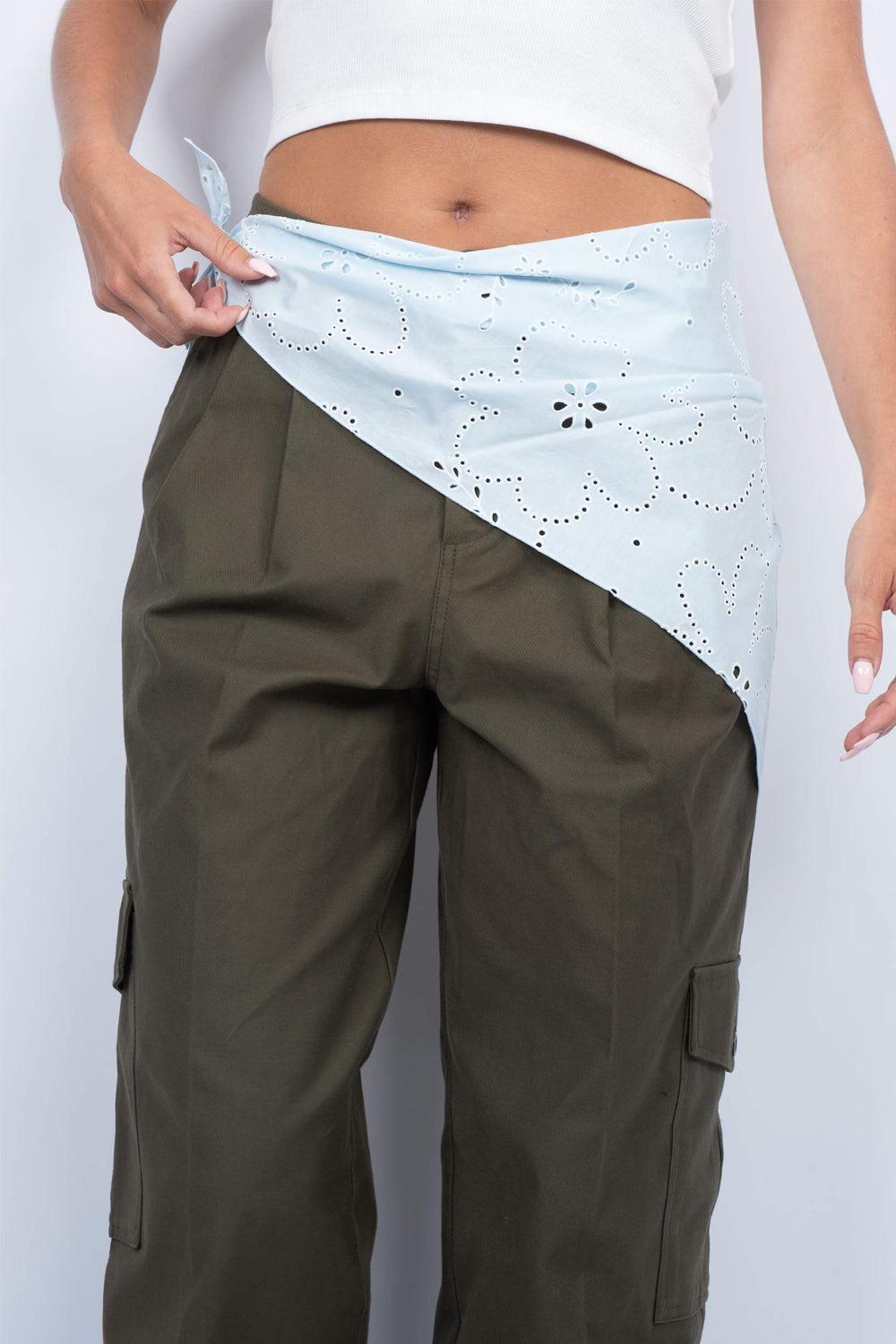 Floral Broderie Bandana Scarf Bubble Gum