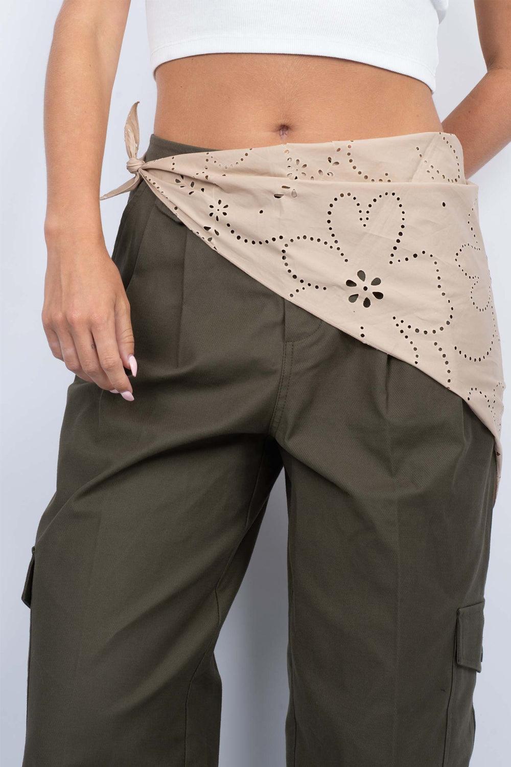 Floral Broderie Bandana Scarf Salted Caramel