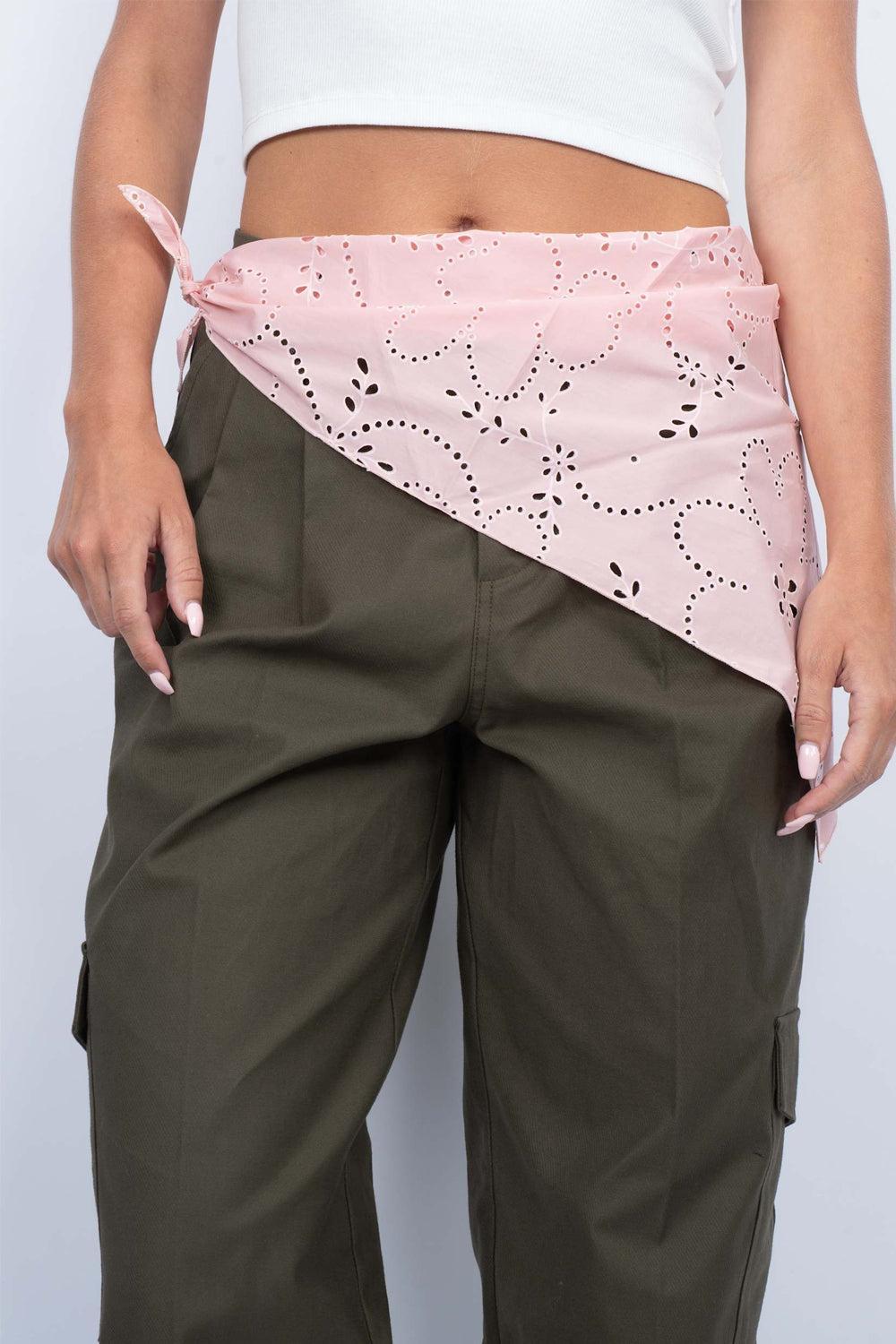 Floral Broderie Bandana Scarf Strawberry