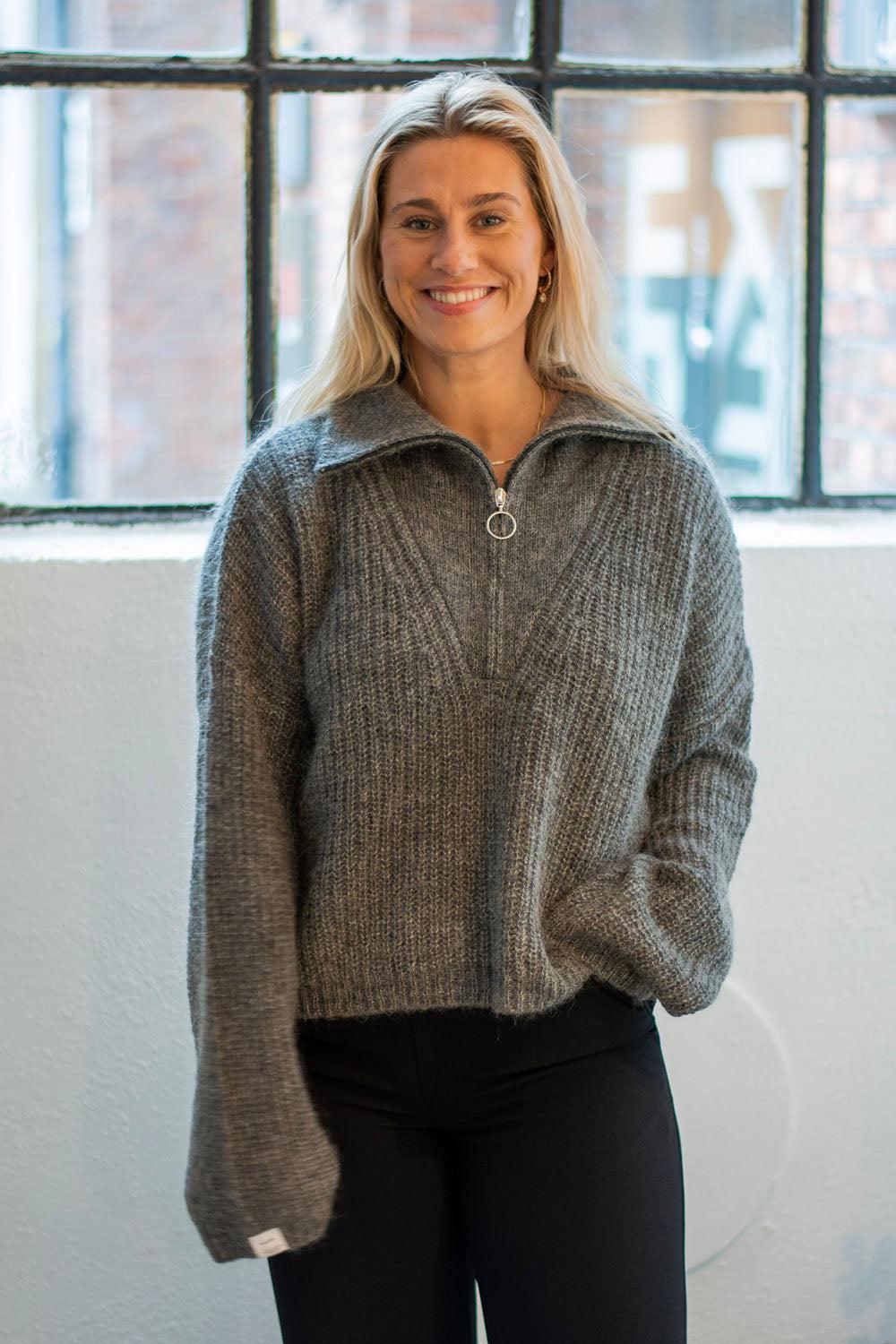 Florie Zip Knit Sweater winter grey