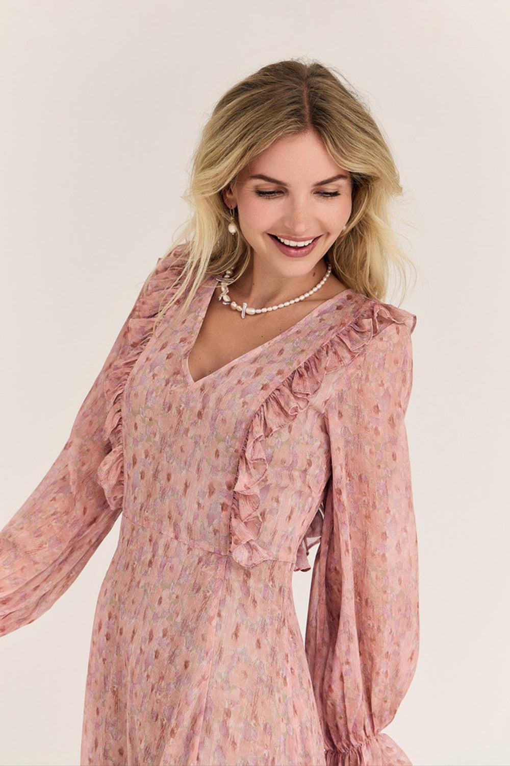 Flounce dress Old Rose