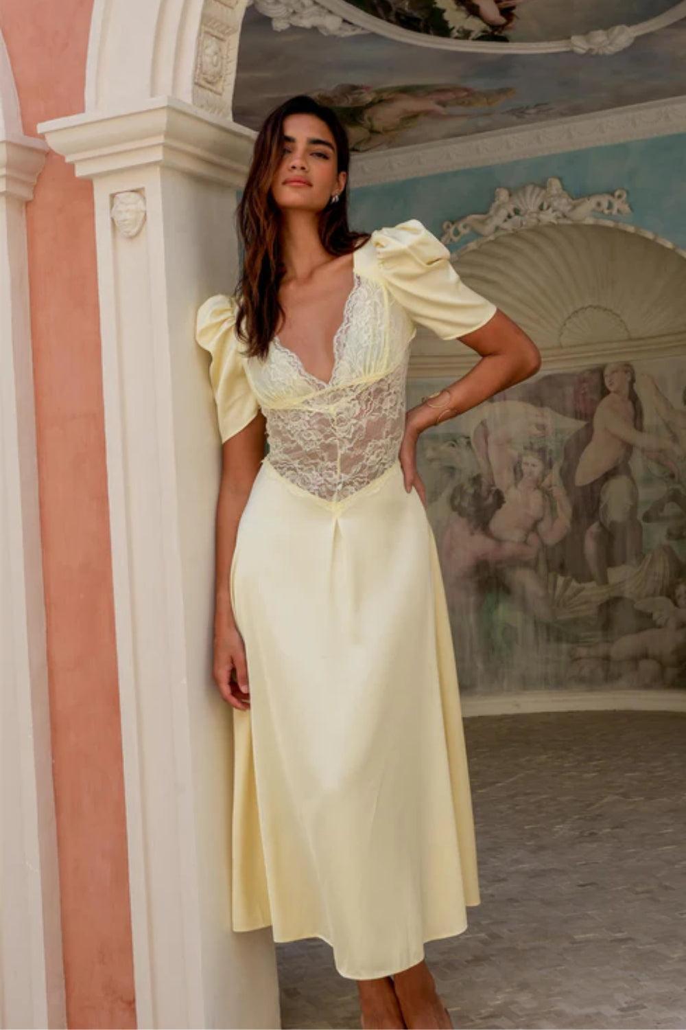 Francis Lace Midi Dress Lemonade