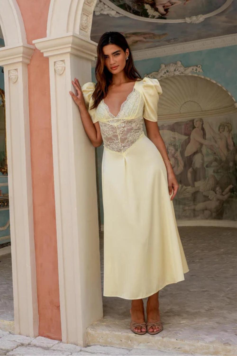 Francis Lace Midi Dress Lemonade