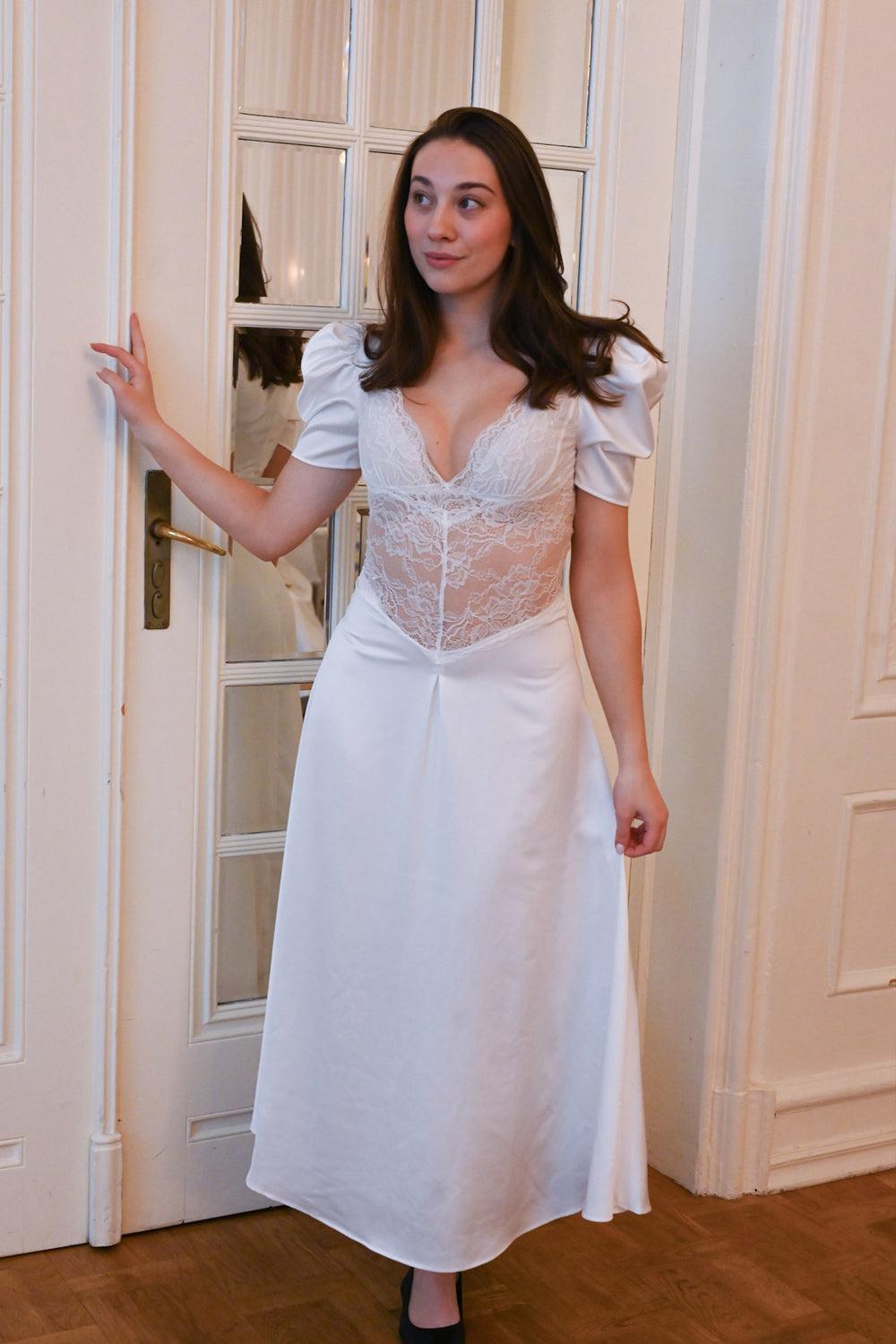 Francis Lace Midi Dress White