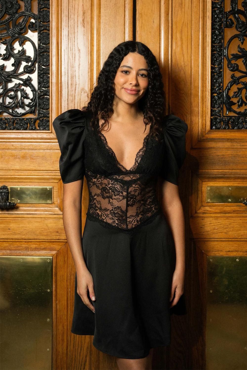 Francis Lace Mini Dress Black