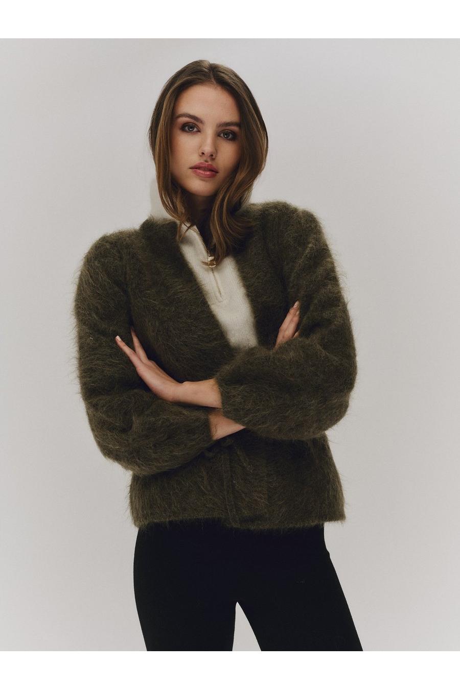 Fredrikke Chunky Cardigan Moss Green