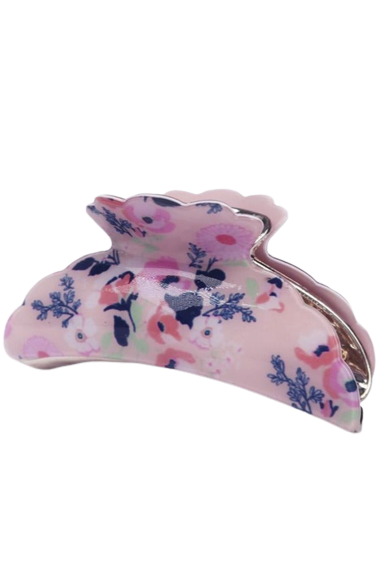 Gaya hair claw pink with flower pattern