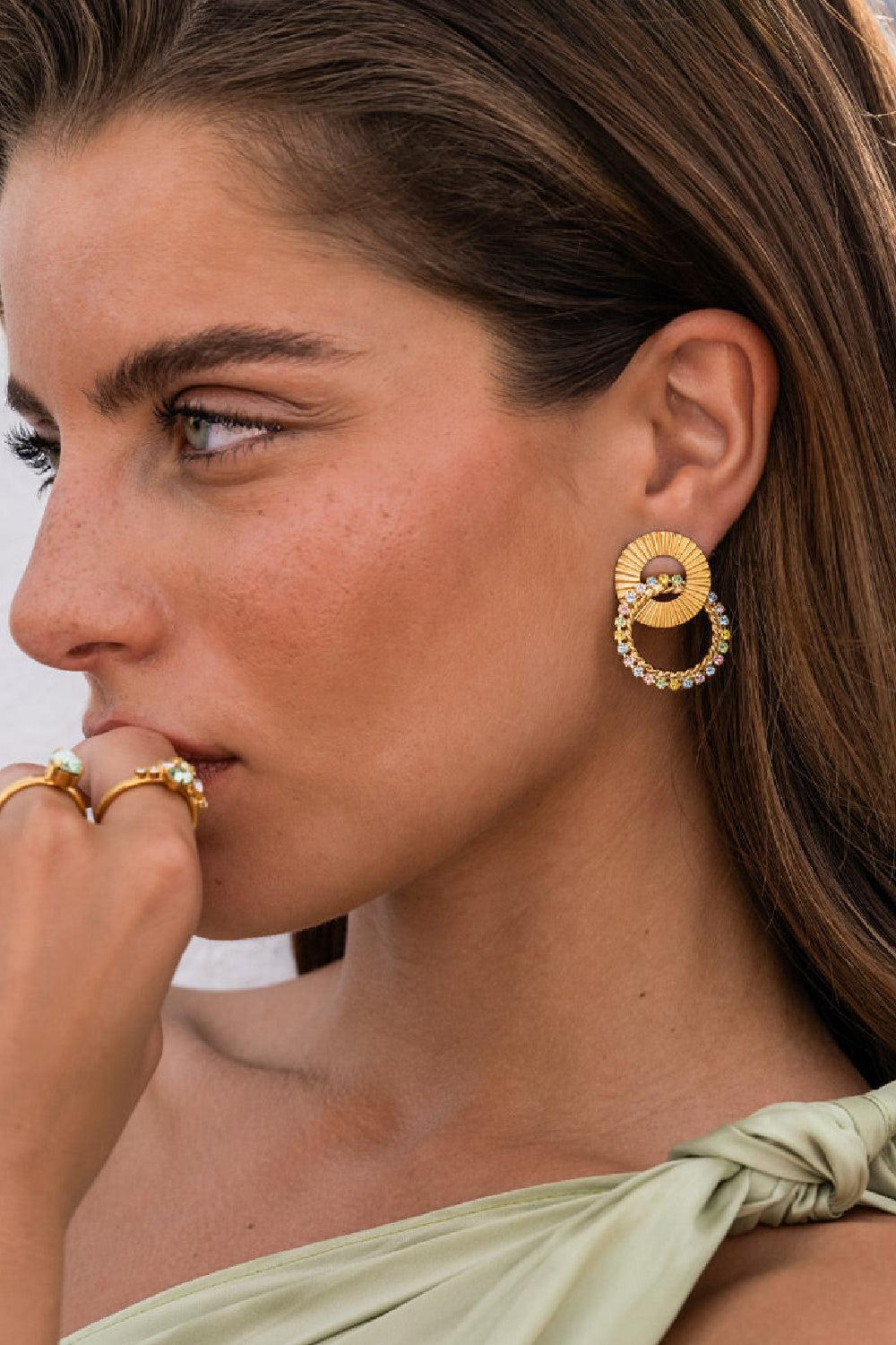 Gianna Earrings Gold Pastel Combo