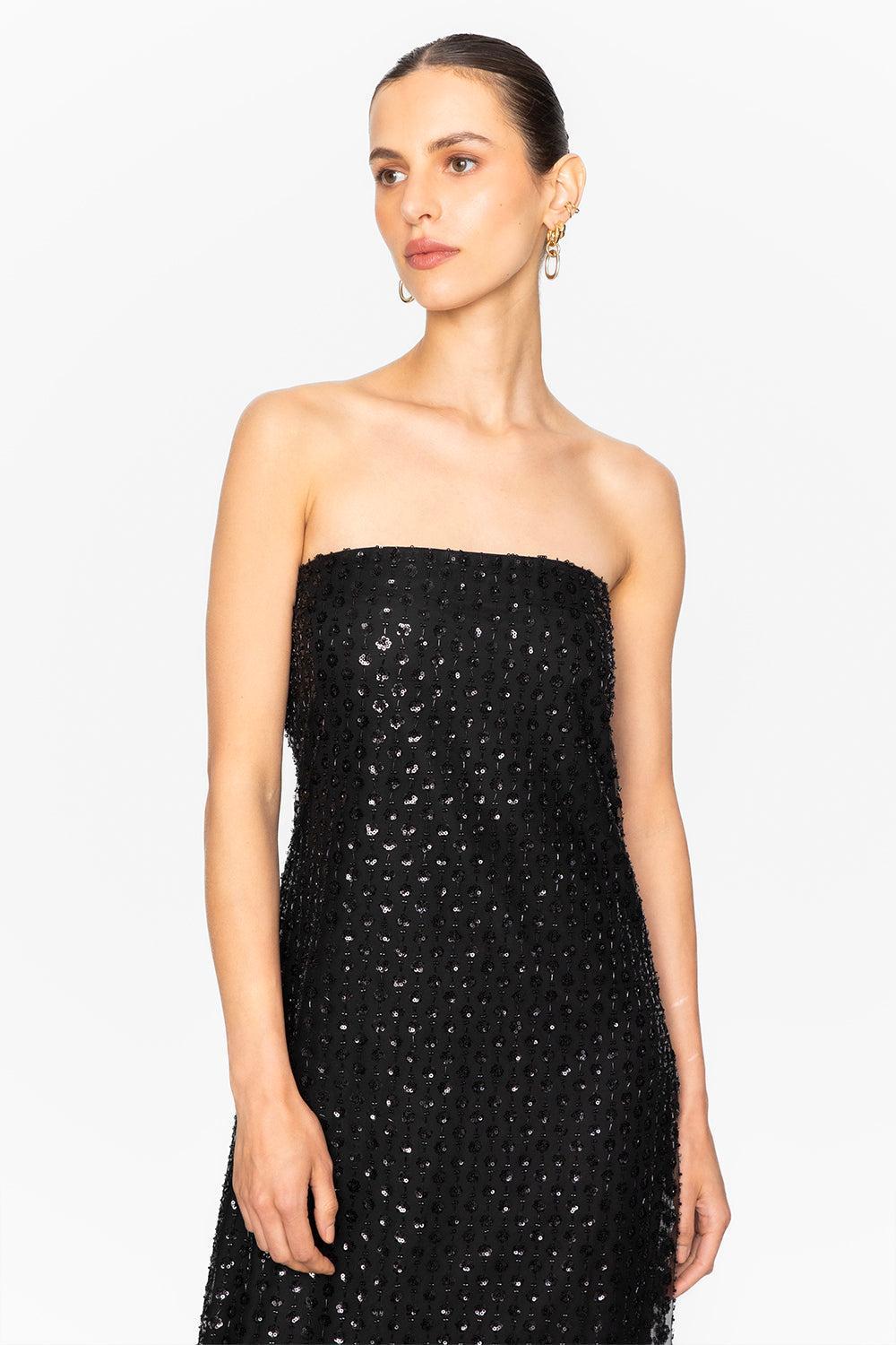 Giovanna Beaded Dress Black