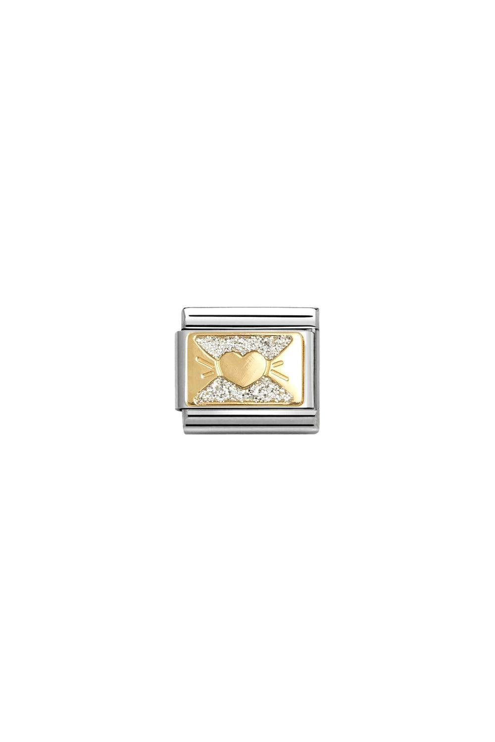 Glitter Heart Plates 18k Gold & Enamel Heart Bow
