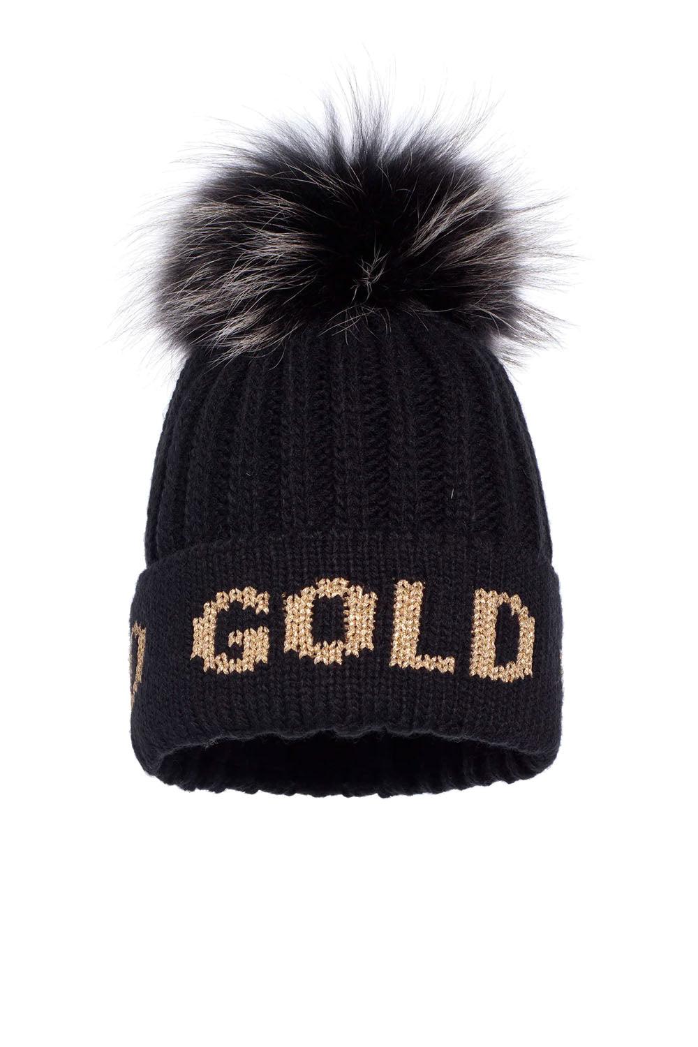 HODD beanie faux pom Black/gold