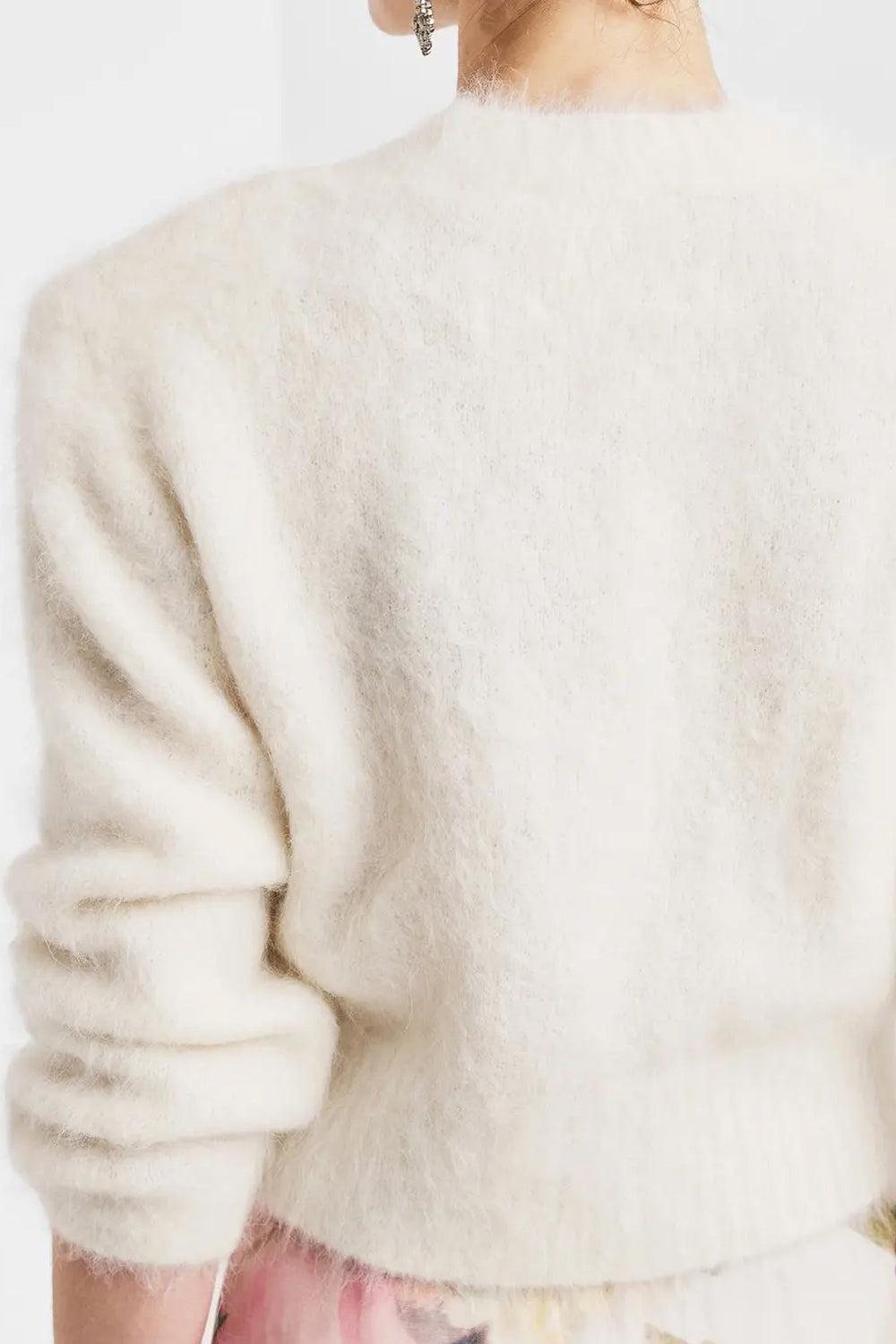 Hairy Knit Fitted Sweater Off White