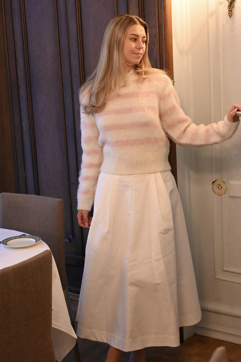 Hairy Knit Fitted Sweater pink Stripe