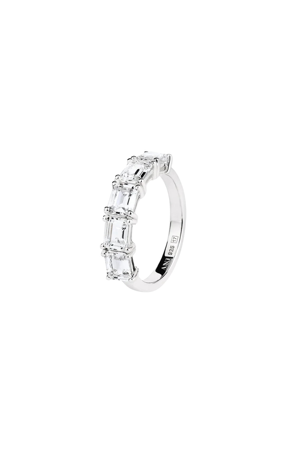 Half Emerald Ring Silver