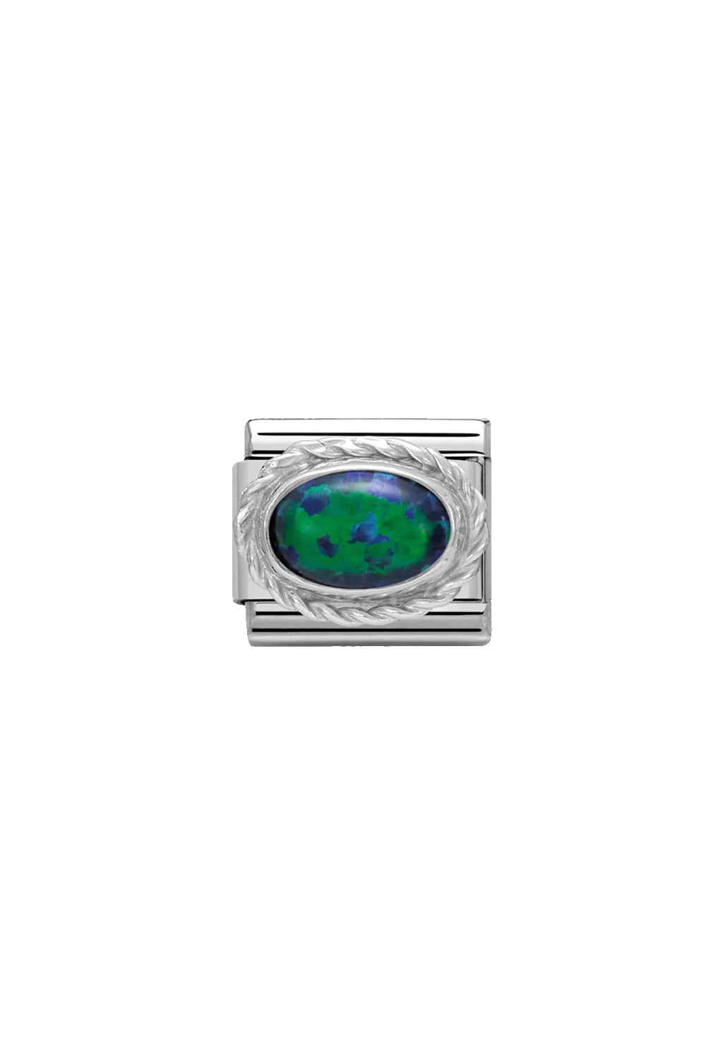 Hard stones with 925 Sterling silver twisted setting Green Opal