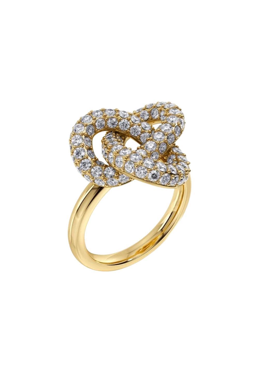 Infinity Knot Sparkle Ring L Gold