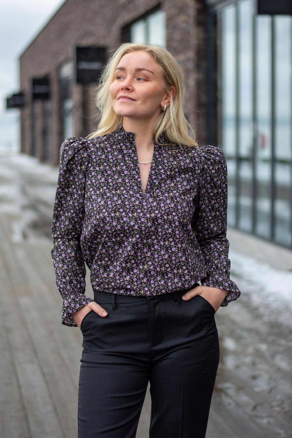 Jenny Blouse Lilac Hazel Print