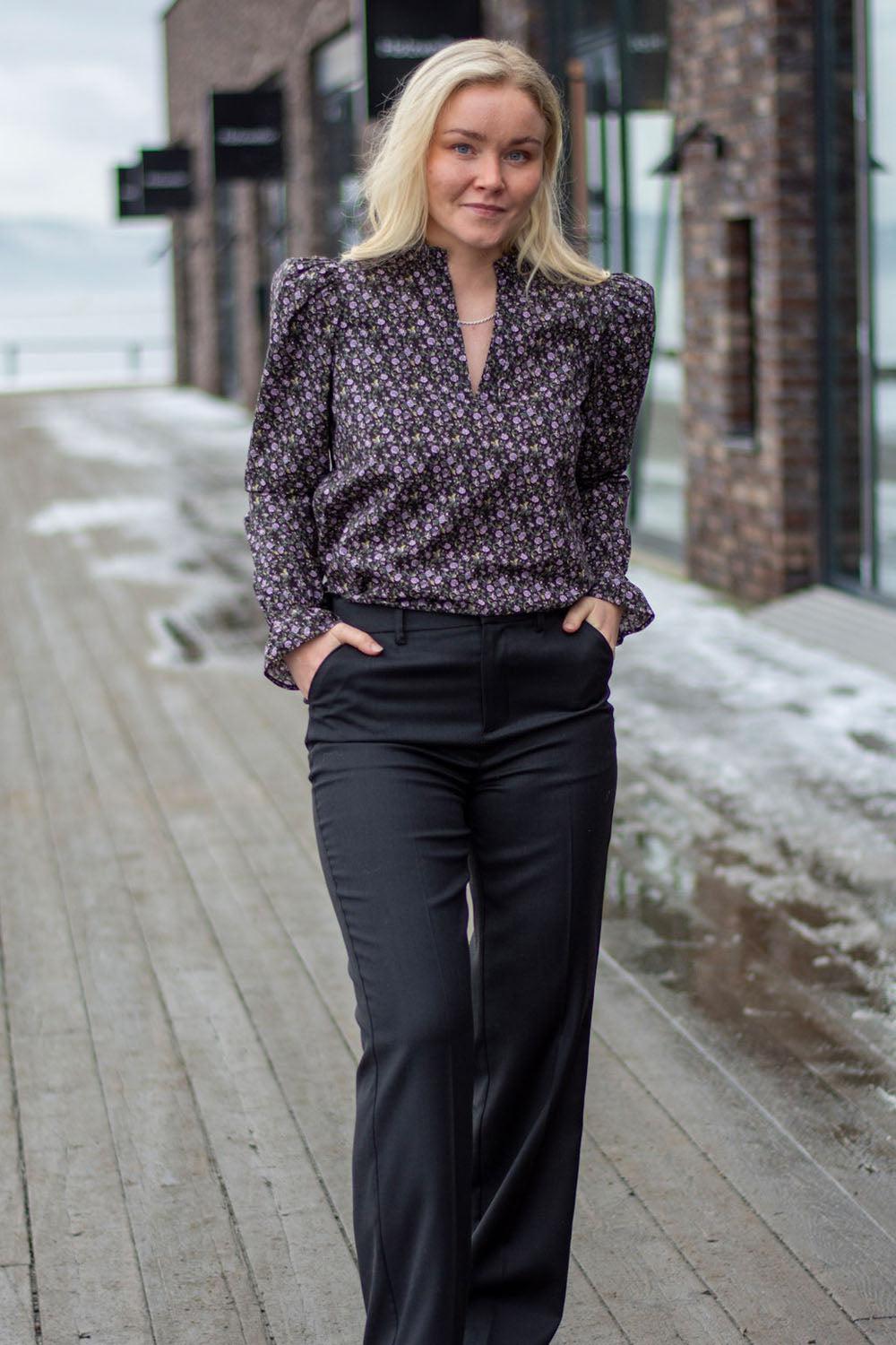 Jenny Blouse Lilac Hazel Print