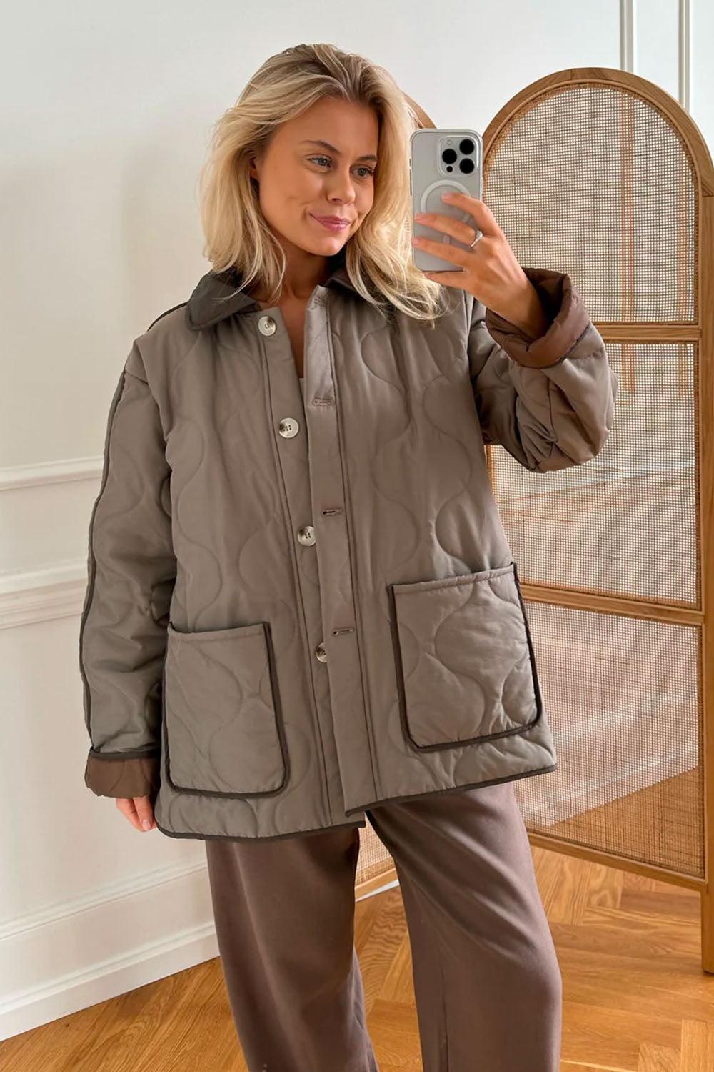 Josie Quilted Jacket Army Brun