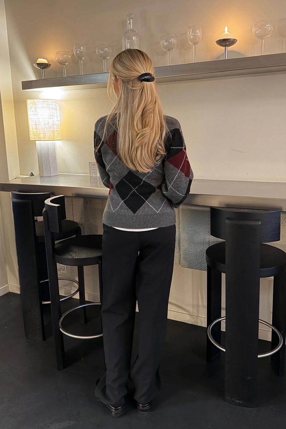 KarmaIC Fitted Cardigan Grey Argye