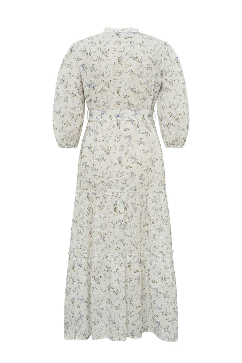 Kate Long Dress Off White/Blue