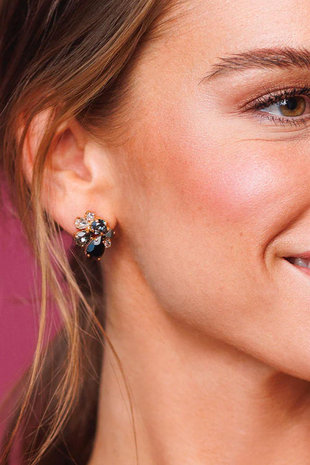 Katie Earrings Gold Black Combo