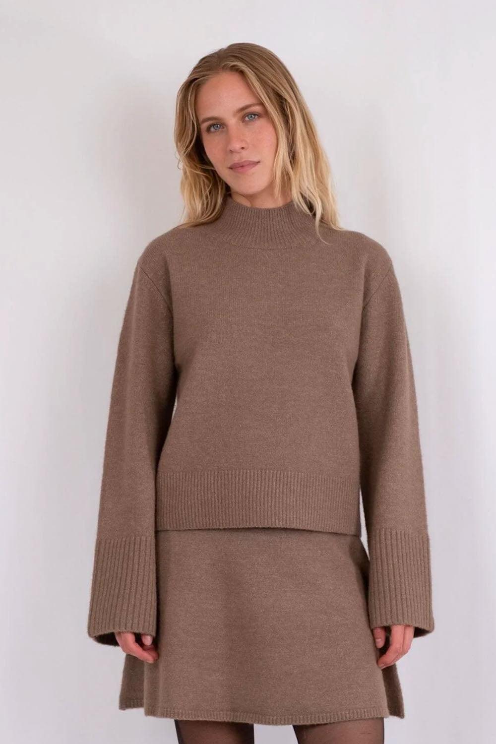 Kiara Knit Blouse Dusty Brown