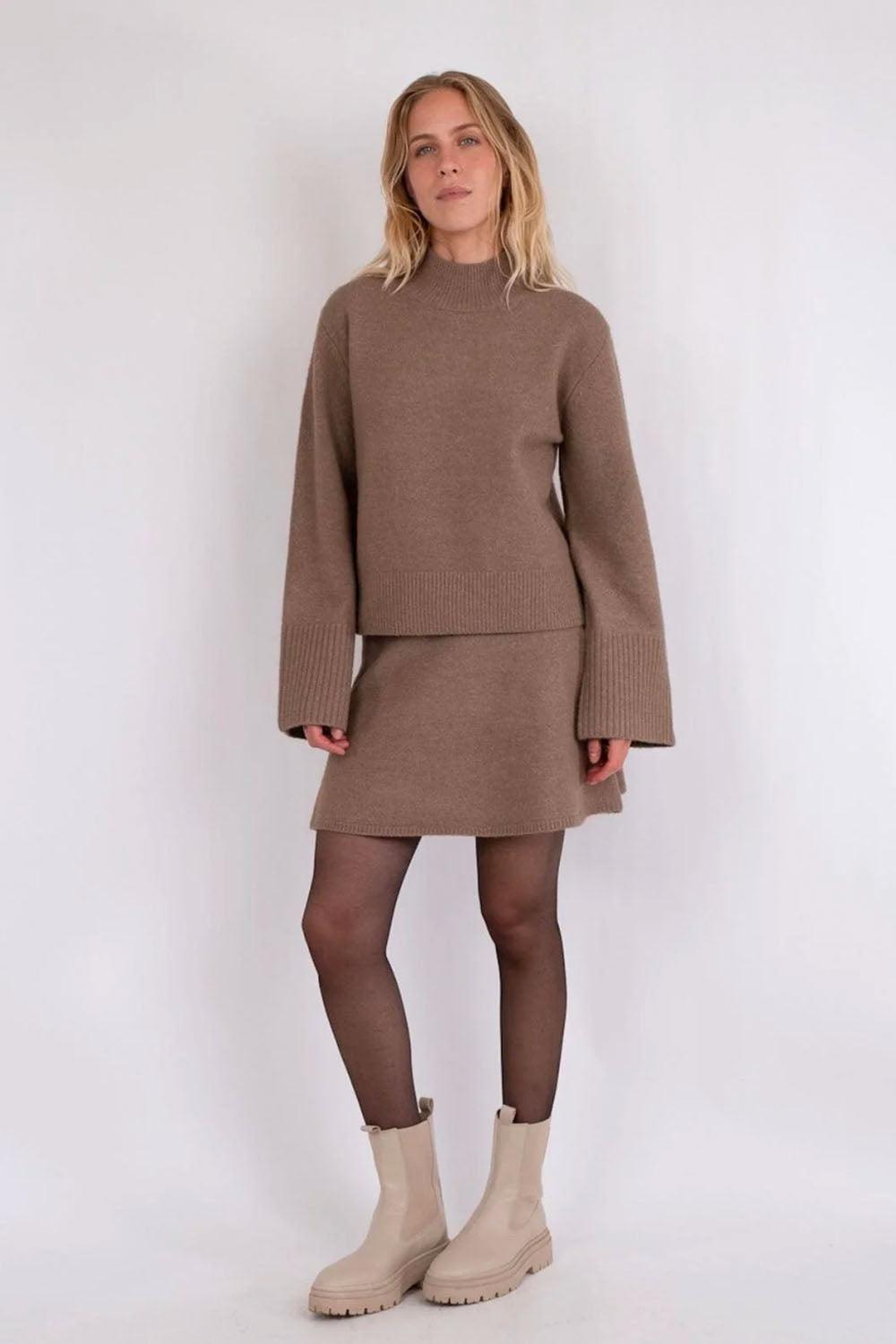 Kiara Knit Blouse Dusty Brown
