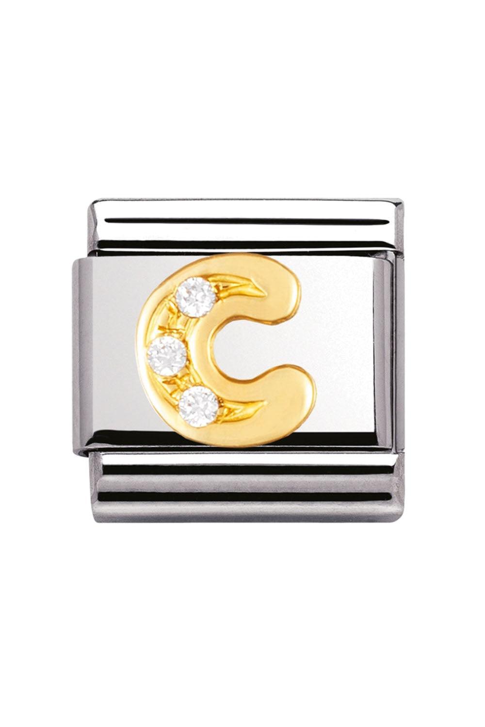 LETTERS 18k Gold and CZ C