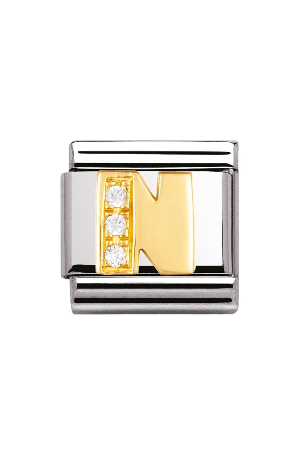 LETTERS 18k Gold and CZ N