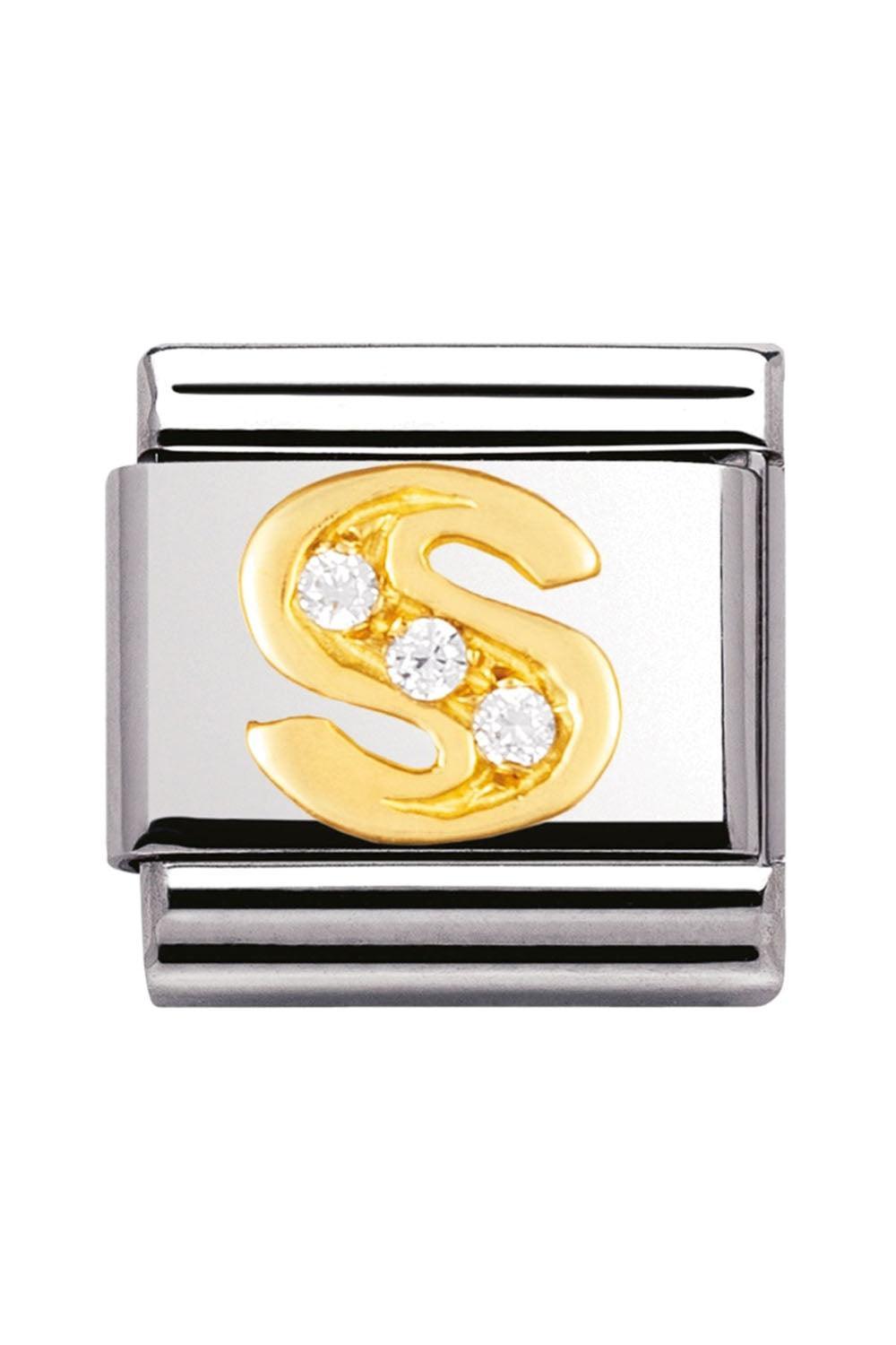 LETTERS 18k Gold and CZ S