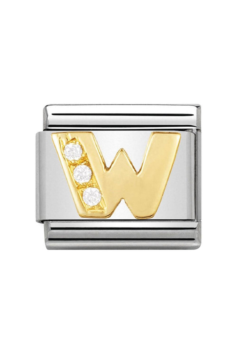 LETTERS 18k Gold and CZ W