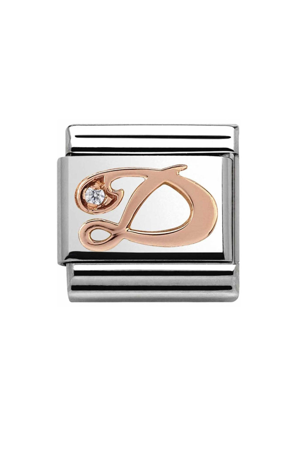 LETTERS 9k rose gold and CZ D