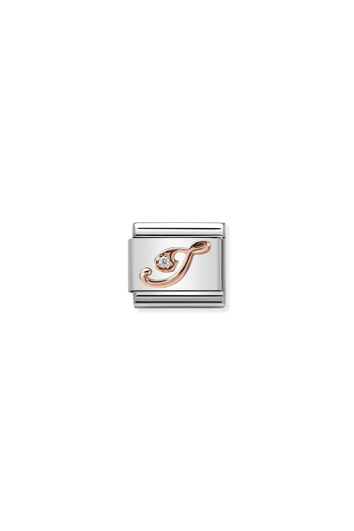 LETTERS 9k rose gold and CZ I