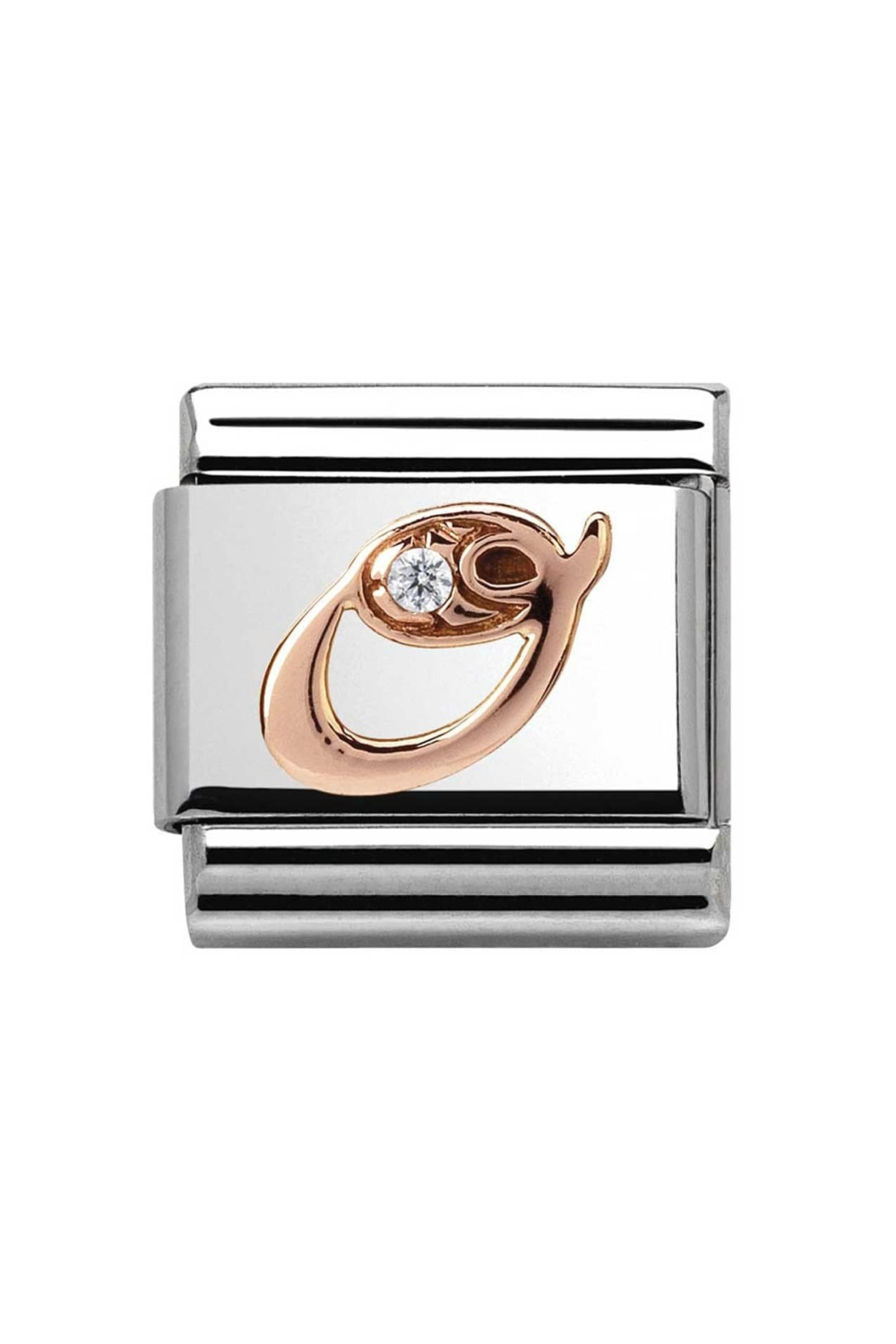 LETTERS 9k rose gold and CZ O