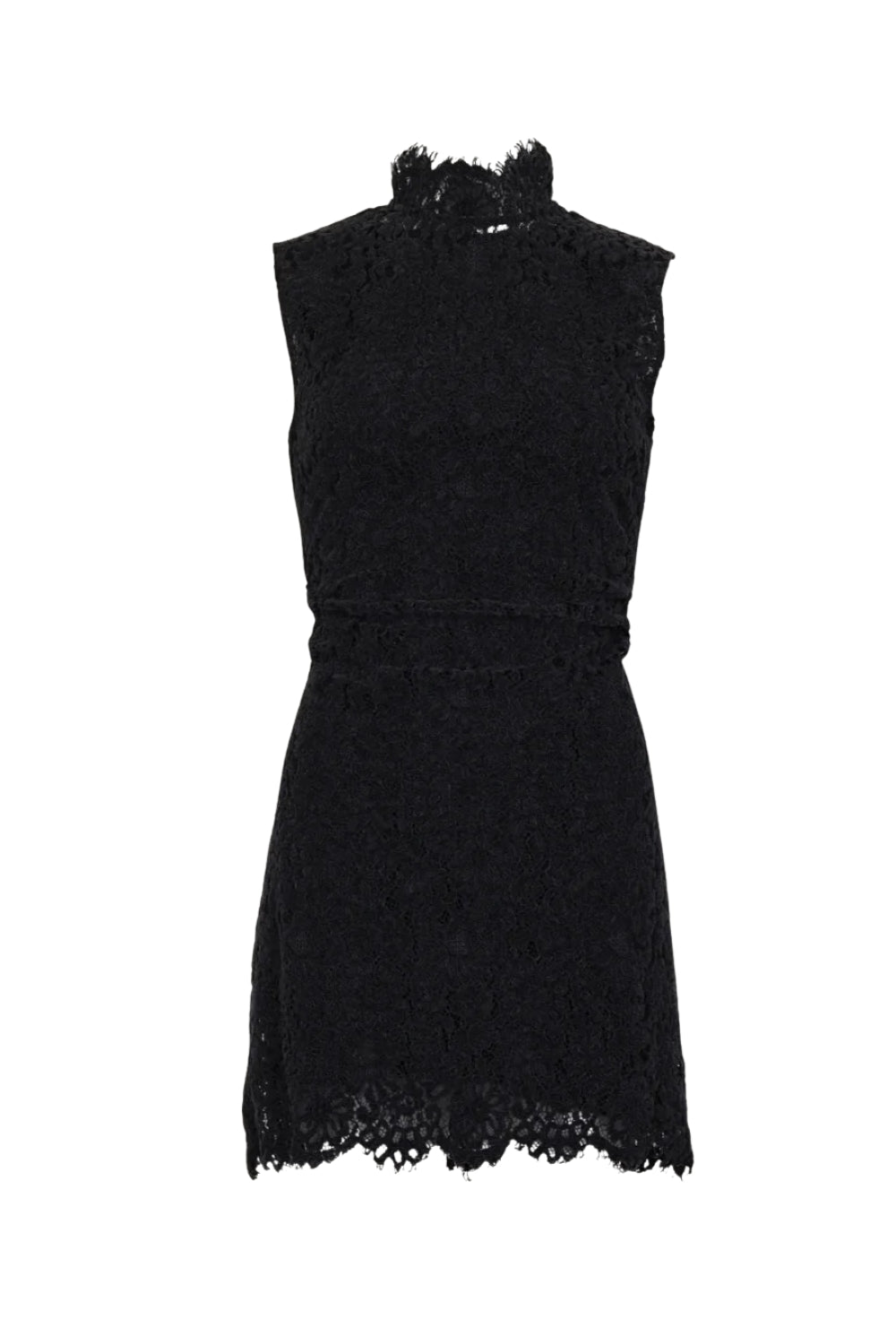Lace Velvet Mini Dress Black