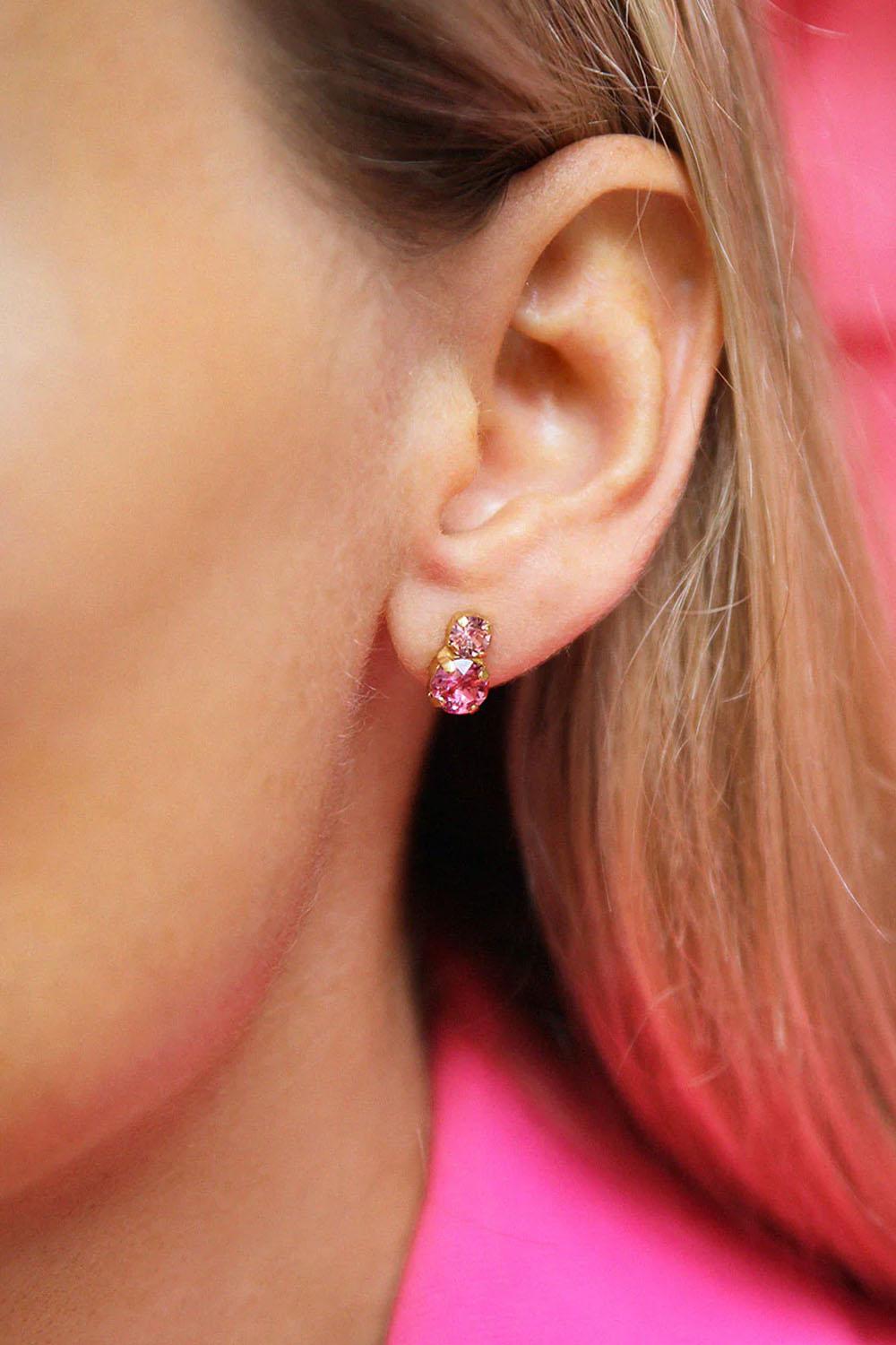 Leah Earrings Gold Rose Combo