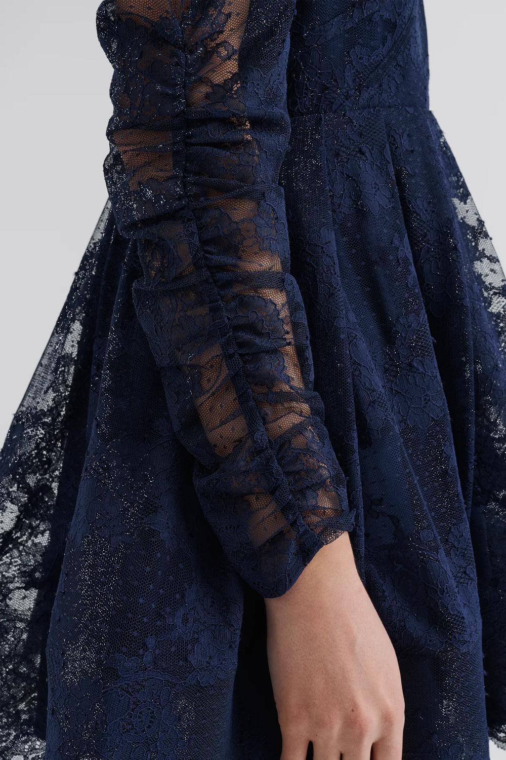 Leoni Lace Mini Dress Dark Blue