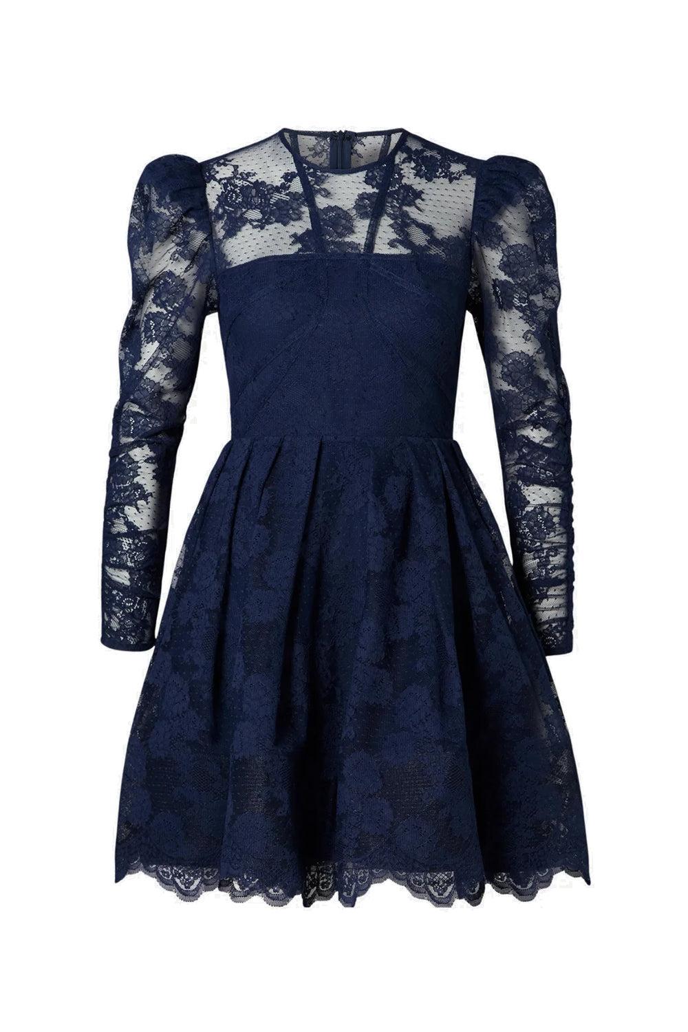 Leoni Lace Mini Dress Dark Blue