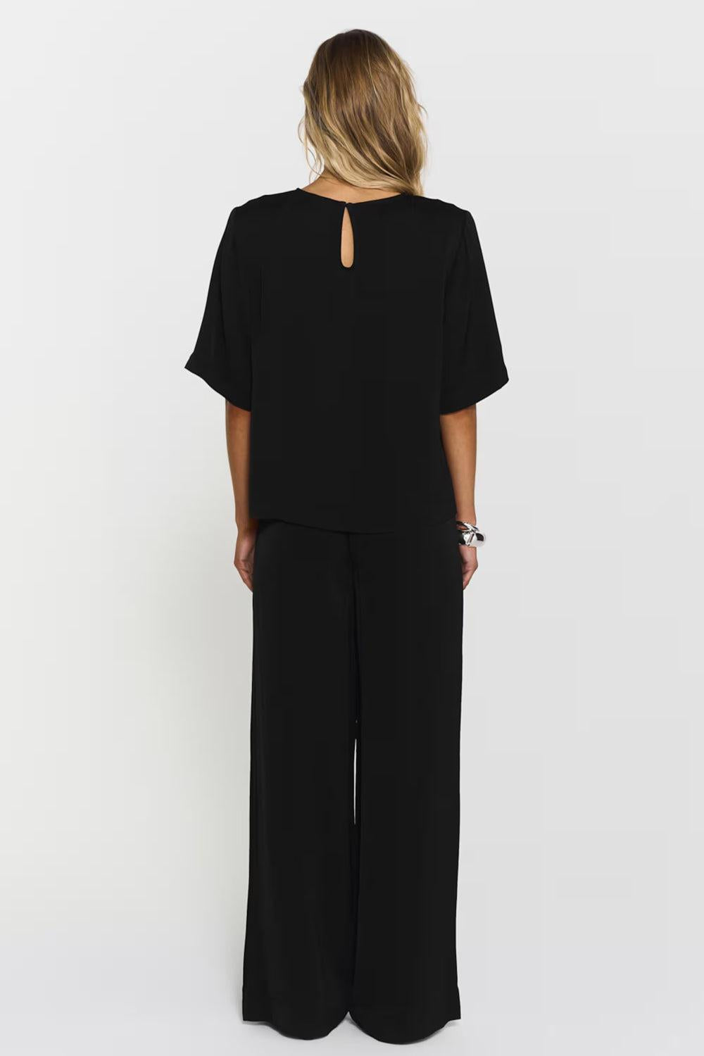 Leonie Satin Tee Black
