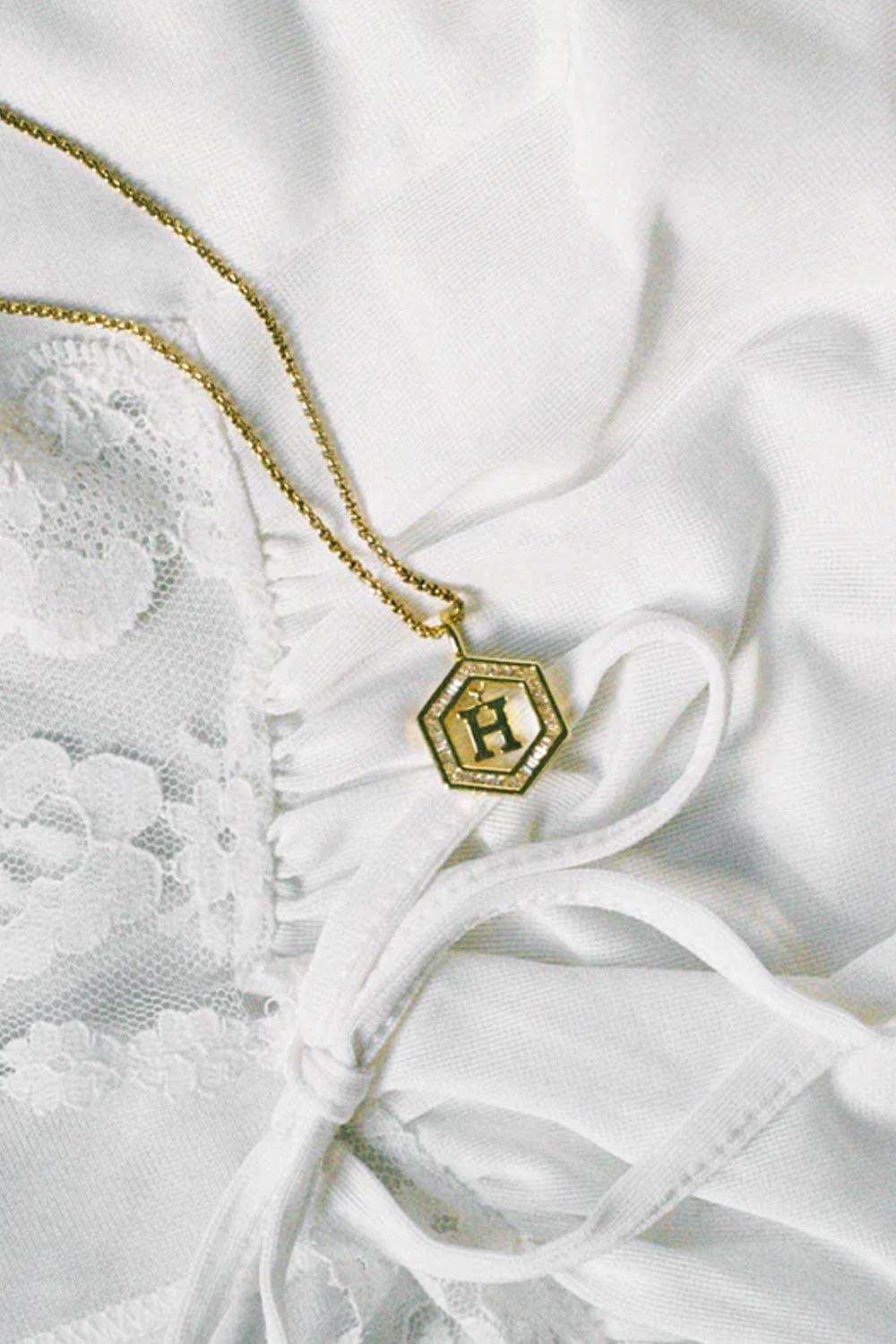 Letter Necklace Gold hollow gold